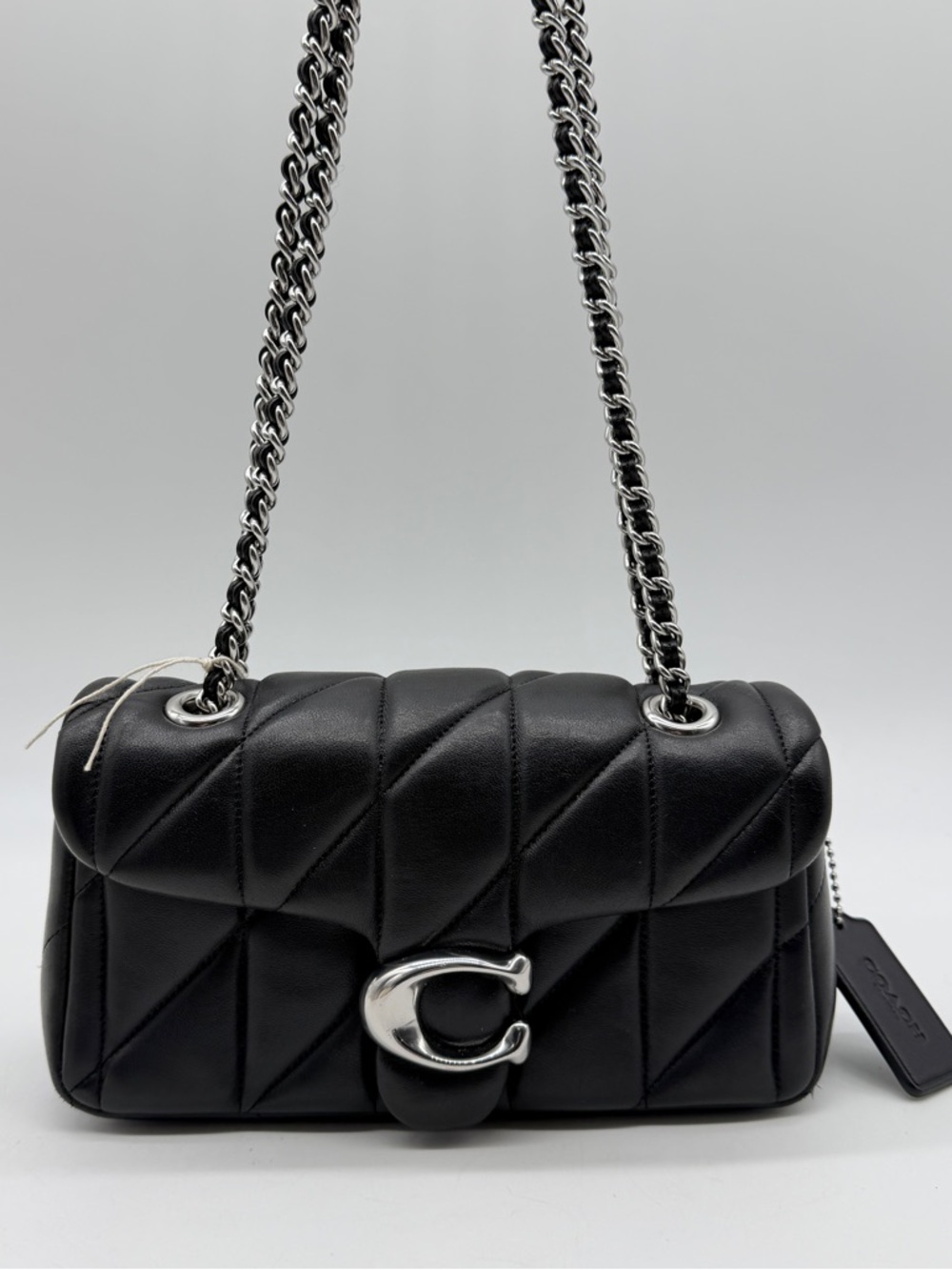 COACH Tabby 20 quilted leather mini convertible shoulder crossbody bag -BLACK - Picture 7 of 14